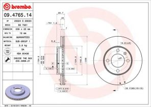 Brembo 09.4765.14 - Brzdový kotúč -