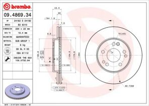 Brembo 09.4869.34 - Brzdový kotúč -