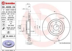 Brembo 09.4939.21 - Brzdový kotúč -