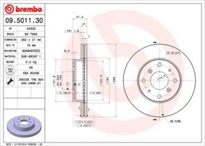 Brembo 09.5011.30 - Brzdový kotúč -
