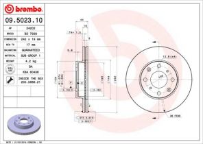 Brembo 09.5023.10 - Brzdový kotúč -