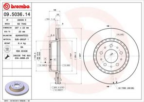 Brembo 09.5036.14 - Brzdový kotúč -