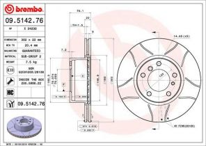 Brembo 09.5142.76 - Brzdový kotúč -