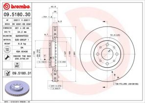 Brembo 09.5180.30 - Brzdový kotúč -