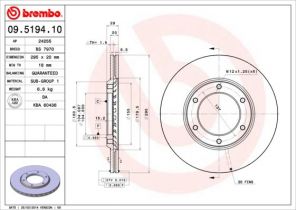 Brembo 09.5194.10 - Brzdový kotúč -