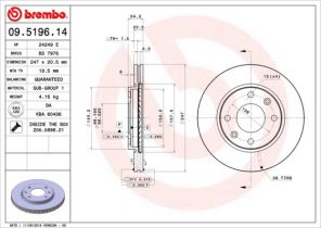 Brembo 09.5196.14 - Brzdový kotúč -