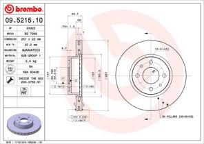Brembo 09.5215.10 - Brzdový kotúč -