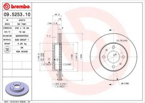 Brembo 09.5253.10 - Brzdový kotúč -