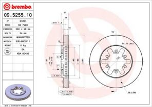 Brembo 09.5255.10 - Brzdový kotúč -