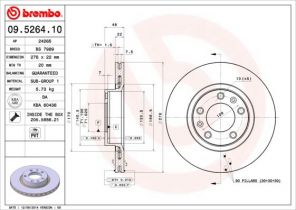 Brembo 09.5264.10 - Brzdový kotúč -