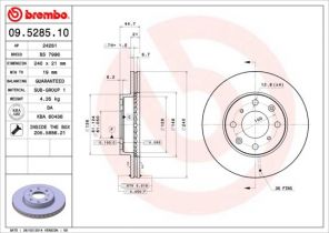 Brembo 09.5285.10 - Brzdový kotúč -