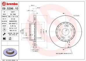 Brembo 09.5296.10 - Brzdový kotúč -