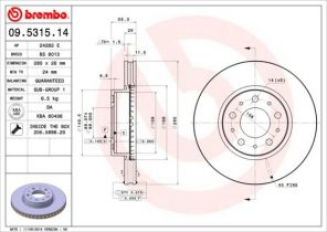 Brembo 09.5315.14 - Brzdový kotúč -