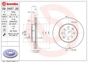 Brembo 09.5457.20 - Brzdový kotúč -