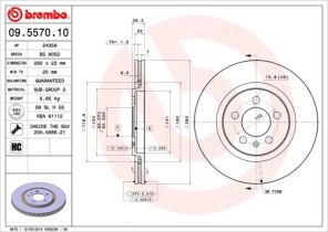 Brembo 09.5570.10 - Brzdový kotúč -