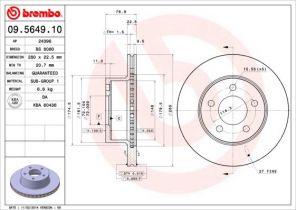 Brembo 09.5649.10 - Brzdový kotúč -