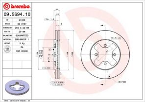 Brembo 09.5694.10 - Brzdový kotúč -