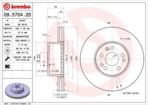 Brembo 09.5704.20 - Brzdový kotúč -