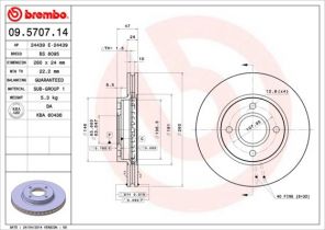 Brembo 09.5707.14 - Brzdový kotúč -