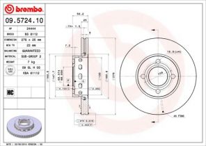 Brembo 09.5724.10 - Brzdový kotúč -