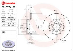 Brembo 09.5724.20 - Brzdový kotúč -