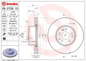 Brembo 09.5726.10 - Brzdový kotúč -