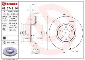 Brembo 09.5749.11 - Brzdový kotúč -