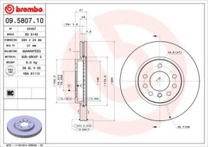 Brembo 09.5807.10 - Brzdový kotúč -