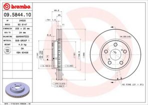 Brembo 09.5844.10 - Brzdový kotúč -