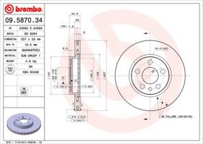 Brembo 09.5870.34 - Brzdový kotúč -
