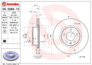 Brembo 09.5889.10 - Brzdový kotúč -