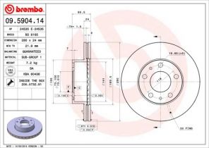 Brembo 09.5904.14 - Brzdový kotúč -