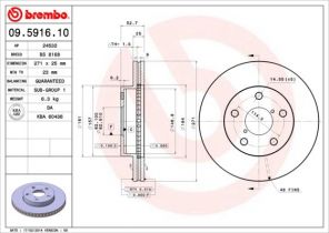 Brembo 09.5916.10 - Brzdový kotúč -
