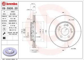 Brembo 09.5926.20 - Brzdový kotúč -