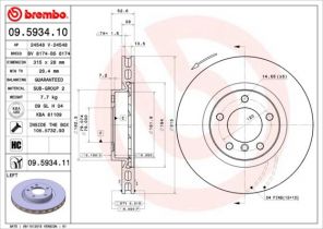 Brembo 09.5934.10 - Brzdový kotúč -