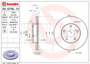 Brembo 09.6706.10 - Brzdový kotúč -