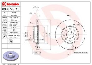 Brembo 09.6725.10 - Brzdový kotúč -