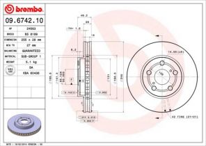 Brembo 09.6742.10 - Brzdový kotúč -