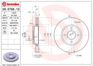 Brembo 09.6766.10 - Brzdový kotúč -
