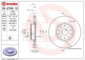 Brembo 09.6769.10 - Brzdový kotúč -