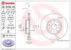 Brembo 09.6769.20 - Brzdový kotúč -