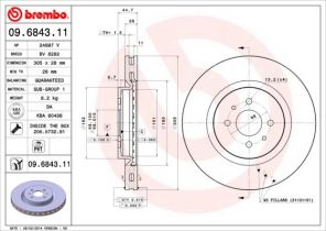 Brembo 09.6843.11 - Brzdový kotúč -