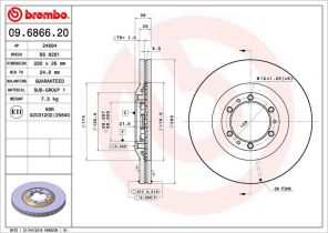 Brembo 09.6866.20 - Brzdový kotúč -