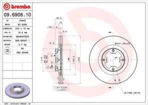 Brembo 09.6908.10 - Brzdový kotúč -