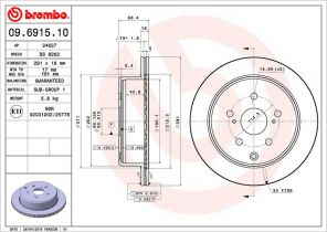 Brembo 09.6915.10 - Brzdový kotúč -