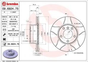 Brembo 09.6924.75 - Brzdový kotúč -
