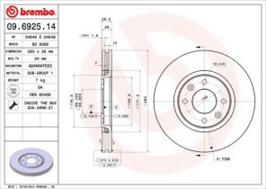 Brembo 09.6925.14 - Brzdový kotúč -