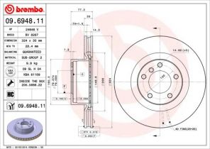 Brembo 09.6948.11 - Brzdový kotúč -