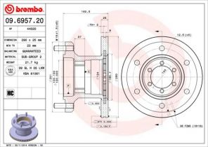 Brembo 09.6957.20 - Brzdový kotúč -