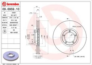 Brembo 09.6959.10 - Brzdový kotúč -